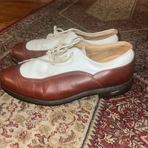 Nike White and Brown Leather Golf Shoes